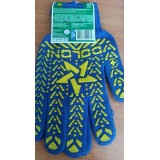 Рукавички "Зірка" з ПВХ-рисунком синій/жовтий 40/60 7 кл. р.10 (587)